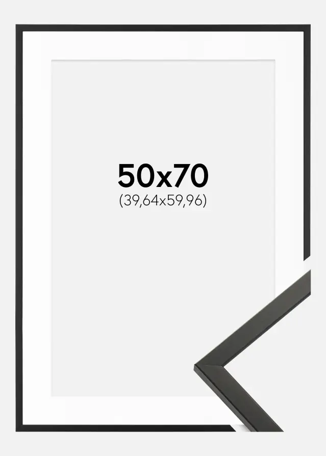 Ram med passepartou Frame Galant Black 50x70 cm - Picture Mount White 16x24 inches