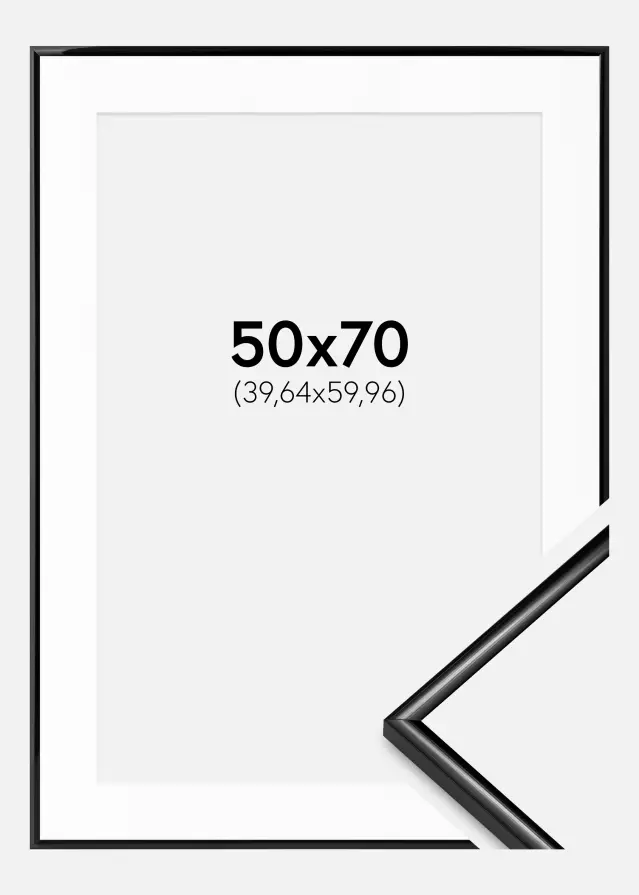 Ram med passepartou Frame Scandi Black 50x70 cm - Picture Mount White 16x24 inches
