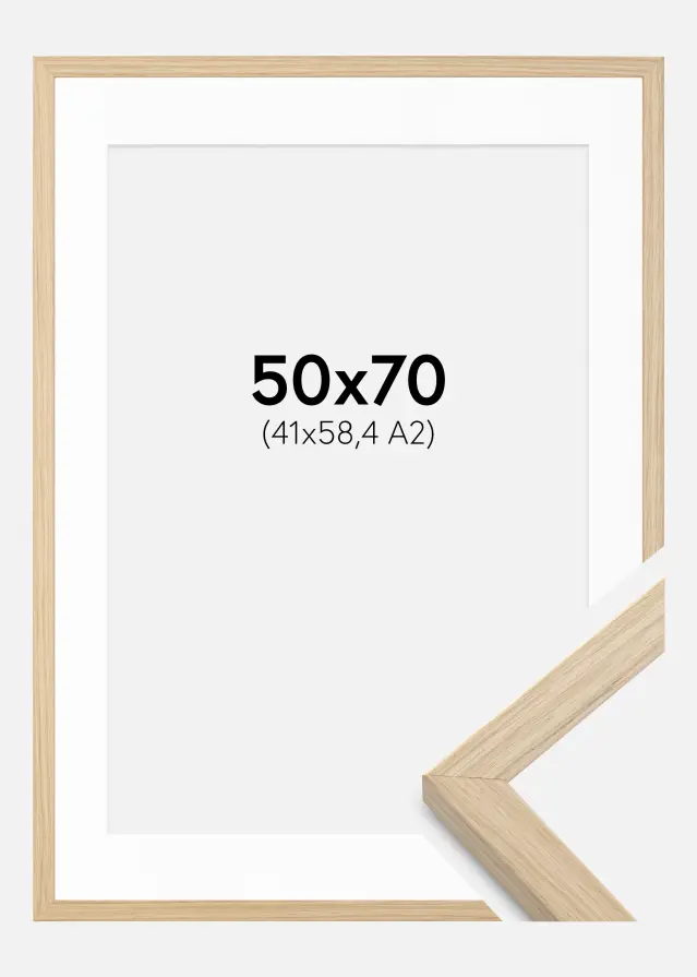 Ram med passepartou Frame Grimsåker Oak 50x70 cm - Picture Mount White 42x59,4 cm (A2)