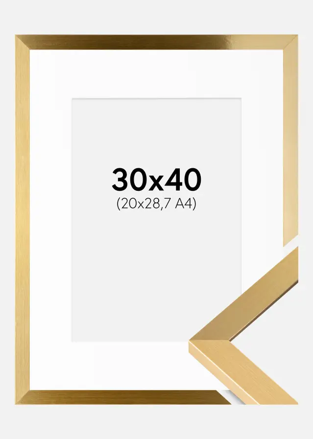 Ram med passepartou Frame Selection Gold 30x40 cm - Picture Mount White 21x29.7 cm (A4)