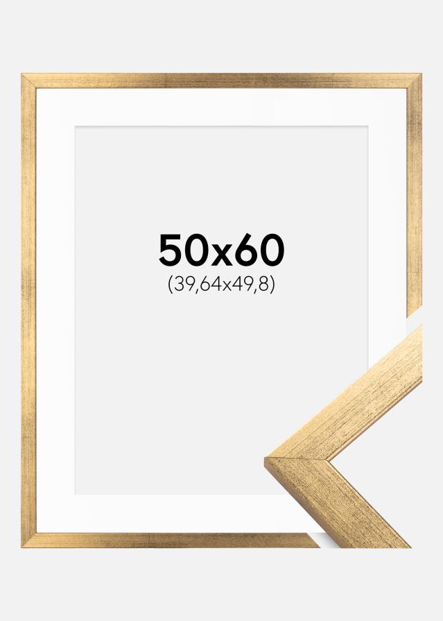 Ram med passepartou Frame Stilren Gold 50x60 cm - Picture Mount White 16x20 inches