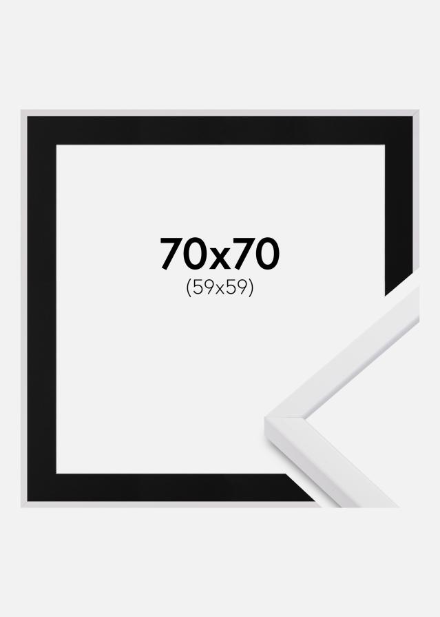 Ram med passepartou Frame E-Line White 70x70 cm - Picture Mount Black 60x60 cm