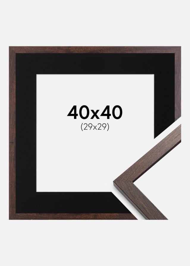 Ram med passepartou Frame Trendy Walnut 40x40 cm - Picture Mount Black 30x30 cm