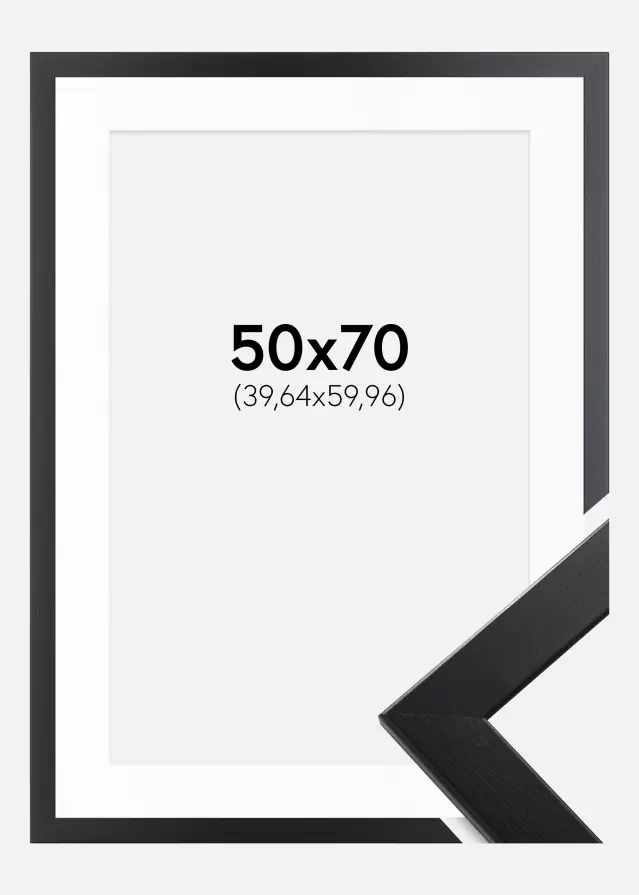 Ram med passepartou Frame Trendline Black 50x70 cm - Picture Mount White 16x24 inches