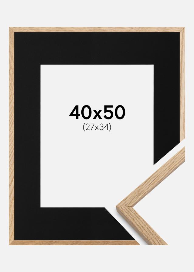 Ram med passepartou Frame Oslo Oak 40x50 cm - Picture Mount Black 28x35 cm