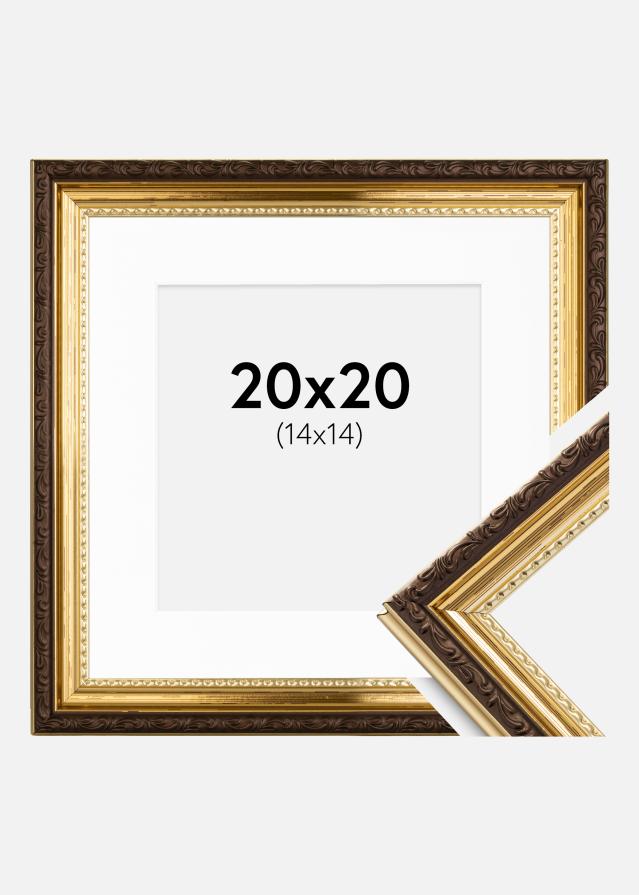 Ram med passepartou Frame Abisko Gold 20x20 cm - Picture Mount White 15x15 cm