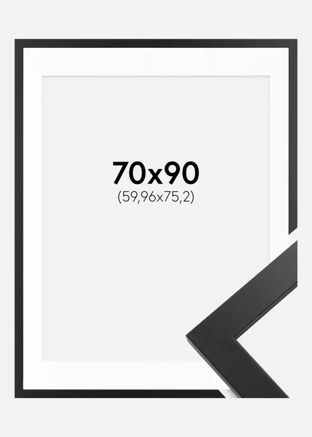 Ram med passepartou Frame Black Wood 70x90 cm - Picture Mount White 24x30 inches