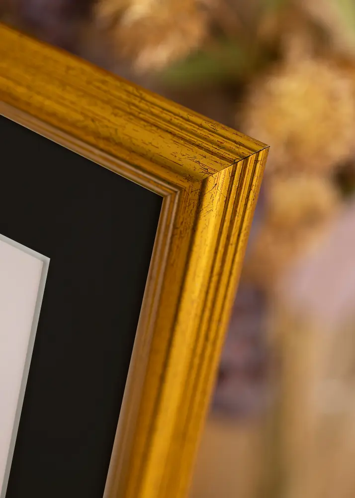 Ram med passepartou Frame Västkusten Gold 40x100 cm - Picture Mount Black 30x91 cm