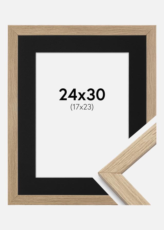 Ram med passepartou Frame Stilren Oak 24x30 cm - Picture Mount Black 18x24 cm