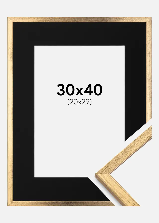 Ram med passepartou Frame Galant Gold 30x40 cm - Picture Mount Black 21x30 cm