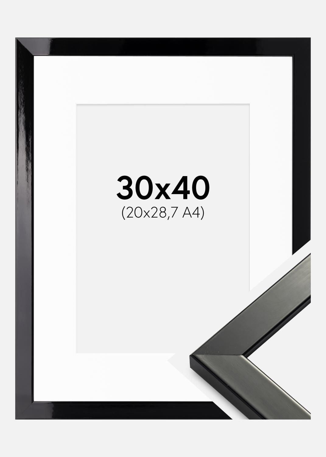 Product Image for Frame Uppsala Black High gloss 30x40 cm - Picture Mount White 21x29.7 cm (A4)