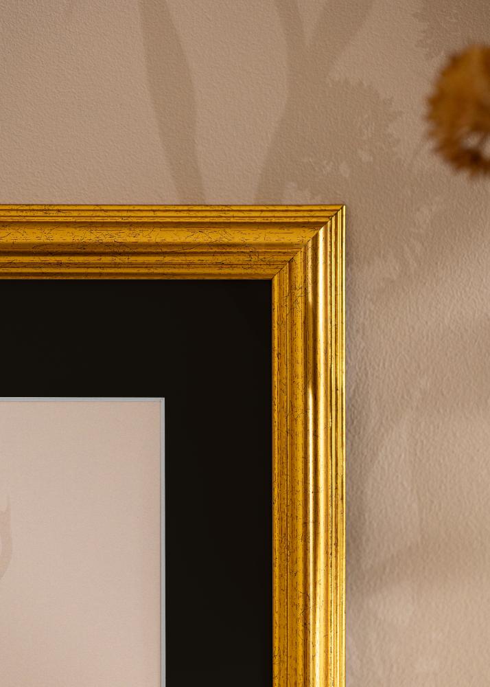 Ram med passepartou Frame Västkusten Gold 40x100 cm - Picture Mount Black 30x90 cm