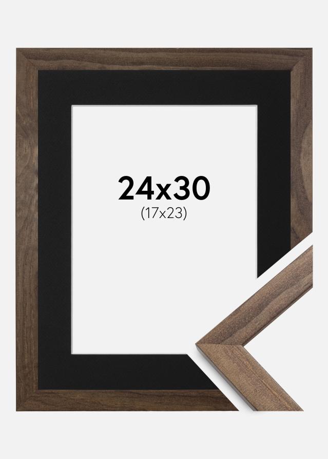 Ram med passepartou Frame Stilren Walnut 24x30 cm - Picture Mount Black 18x24 cm