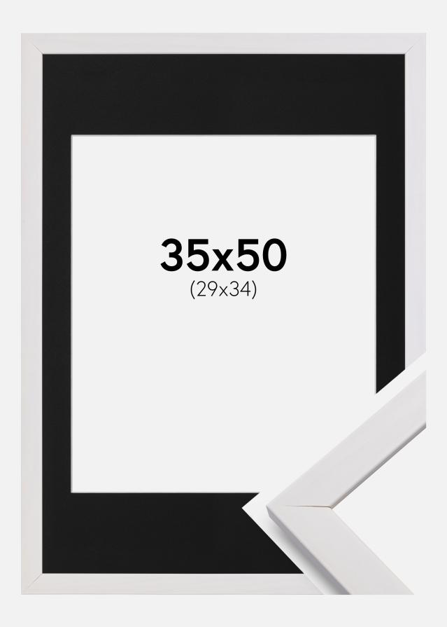 Ram med passepartou Frame Stilren White 35x50 cm - Picture Mount Black 30x35 cm