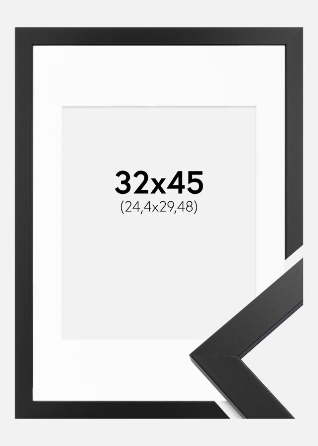 Ram med passepartou Frame Black Wood 32x45 cm - Picture Mount White 10x12 inches