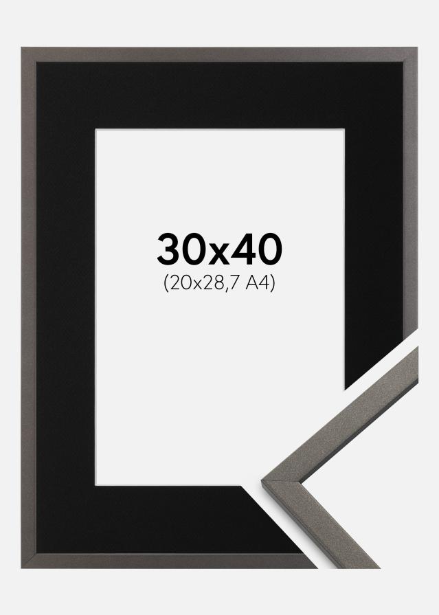 Ram med passepartou Frame Edsbyn Graphite 30x40 cm - Picture Mount Black 21x29.7 cm (A4)