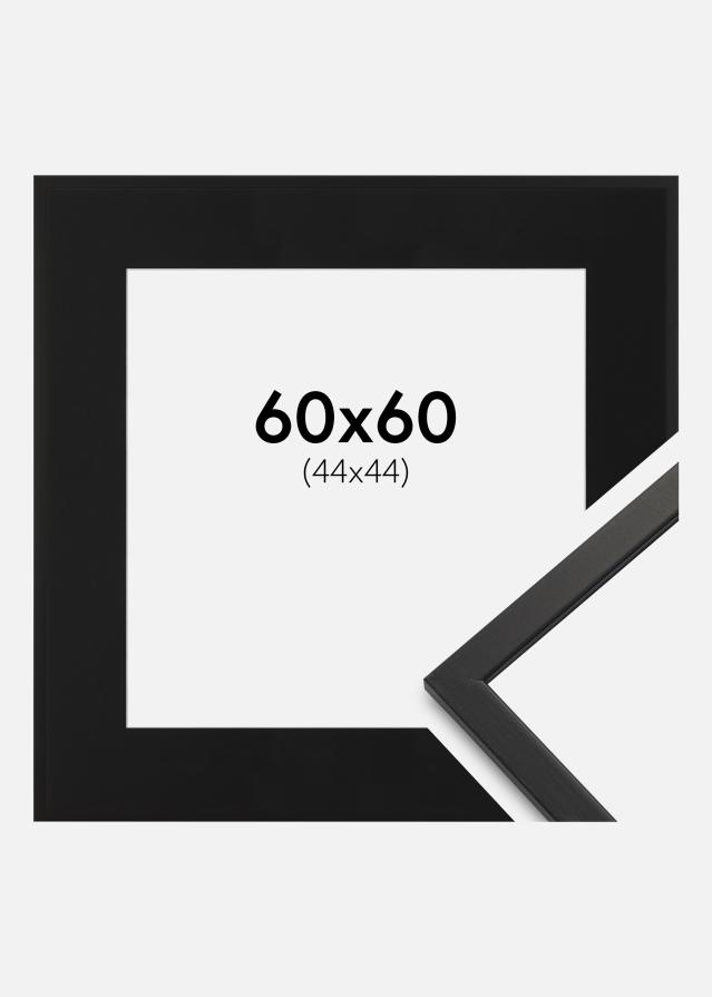 Ram med passepartou Frame Edsbyn Black 60x60 cm - Picture Mount Black 45x45 cm