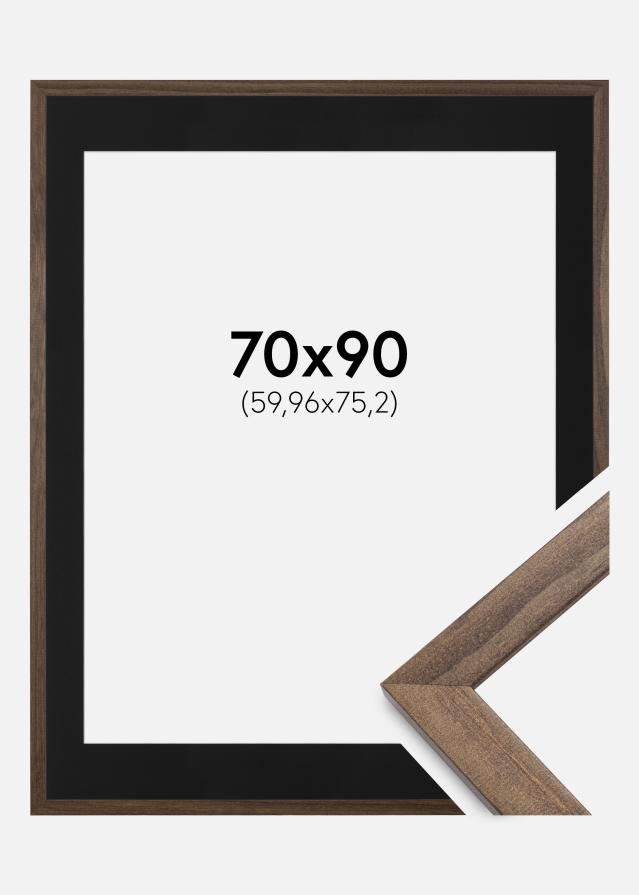 Ram med passepartou Frame Stilren Walnut 70x90 cm - Picture Mount Black 24x30 inches