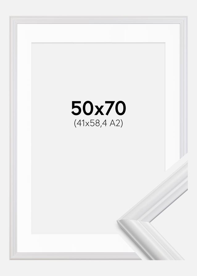 Ram med passepartou Frame Siljan White 50x70 cm - Picture Mount White 42x59.4 cm (A2)
