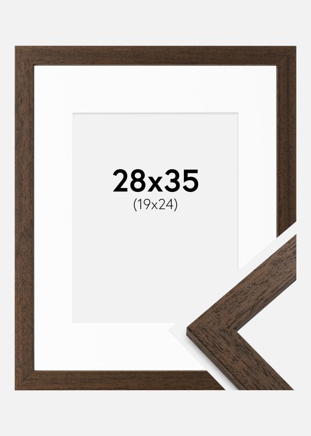Ram med passepartou Frame Brown Wood 28x35 cm - Picture Mount White 20x25 cm