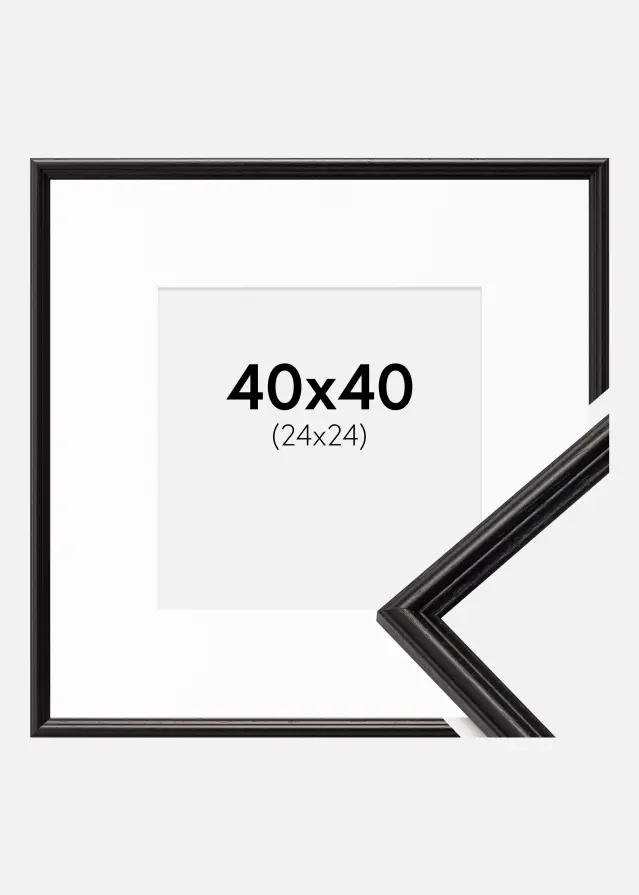 Ram med passepartou Frame Horndal Black 40x40 cm - Picture Mount White 25x25 cm