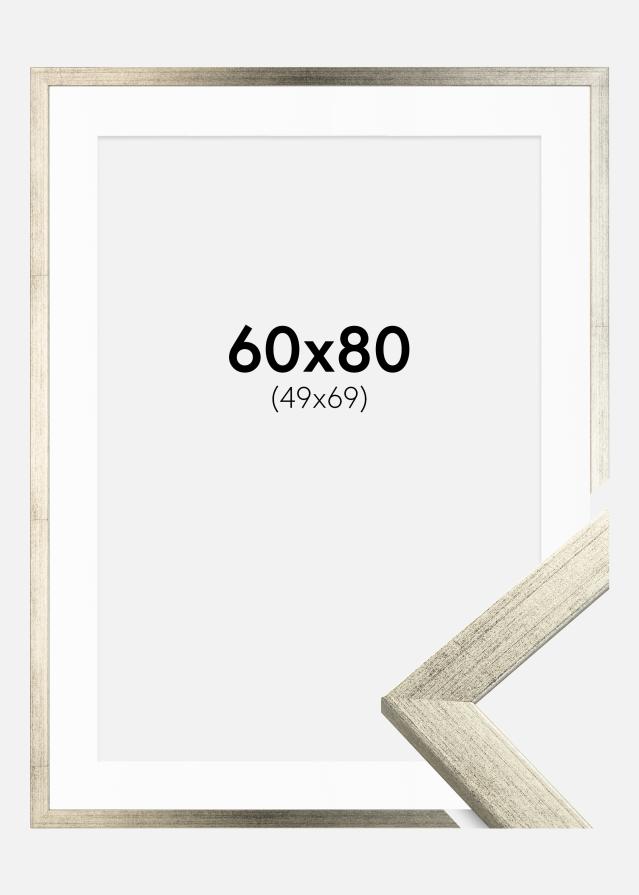 Ram med passepartou Frame Stilren Silver 60x80 cm - Picture Mount White 50x70 cm