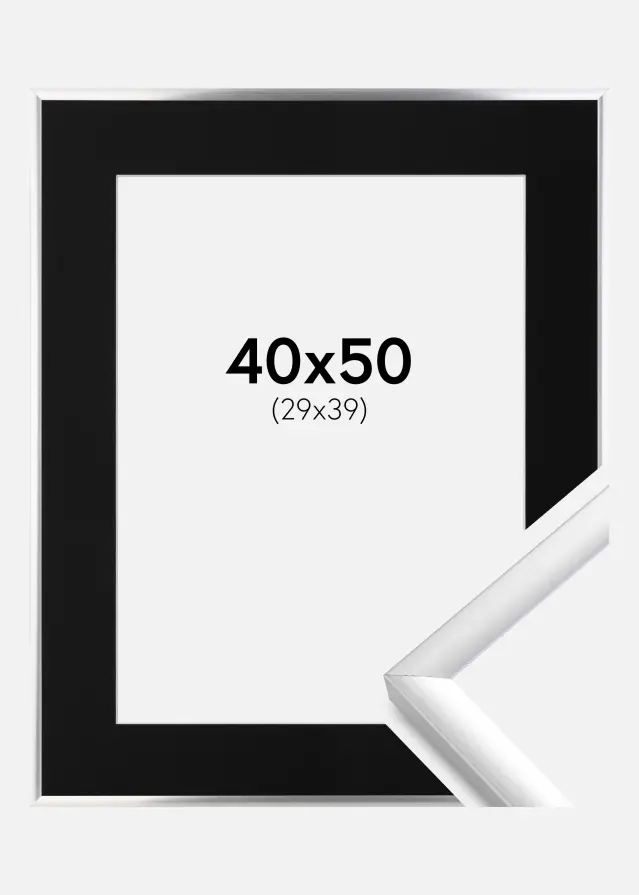 Ram med passepartou Frame New Lifestyle Silver 40x50 cm - Picture Mount Black 30x40 cm