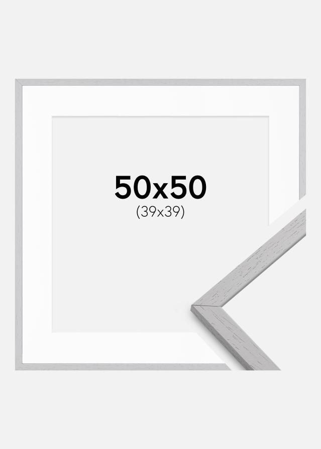 Ram med passepartou Frame Edsbyn Grey 50x50 cm - Picture Mount White 40x40 cm