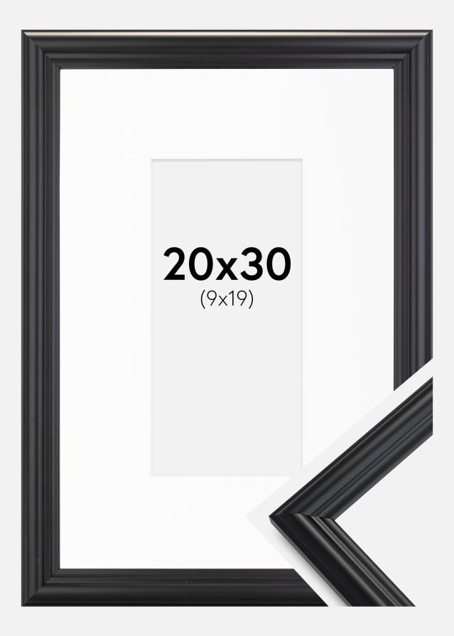 Ram med passepartou Frame Siljan Black 20x30 cm - Picture Mount White 10x20 cm