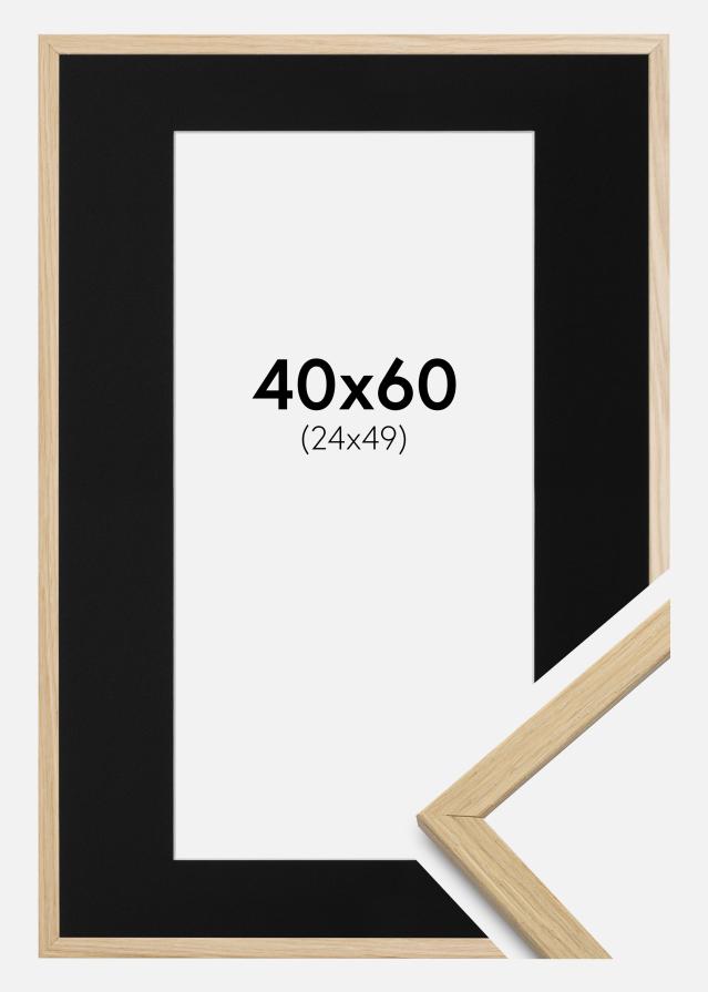 Ram med passepartou Frame Edsbyn Oak 40x60 cm - Picture Mount Black 25x50 cm