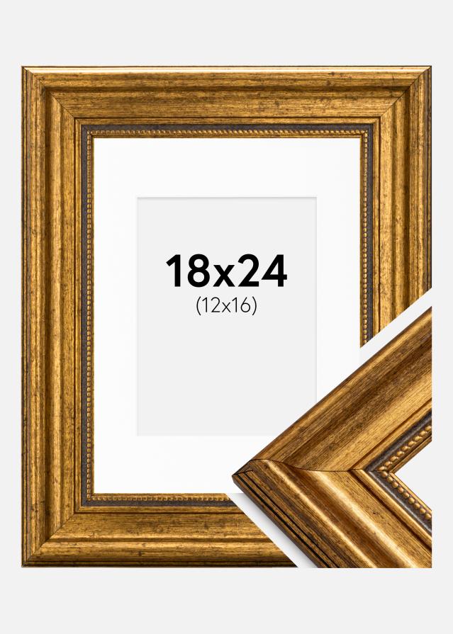 Ram med passepartou Frame Rokoko Gold 18x24 cm - Picture Mount White 13x17 cm