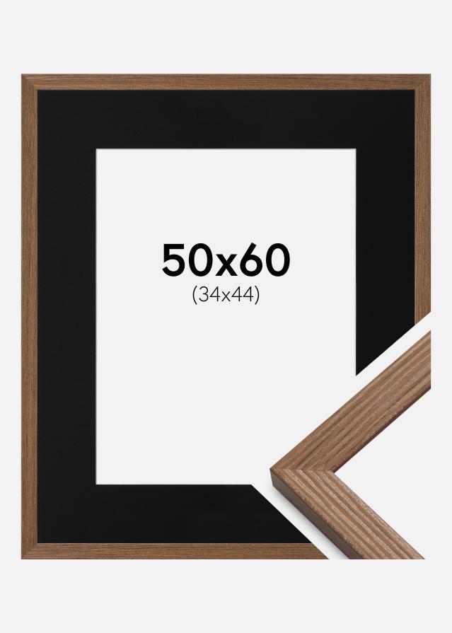 Ram med passepartou Frame Fiorito Dark Oak 50x60 cm - Picture Mount Black 35x45 cm