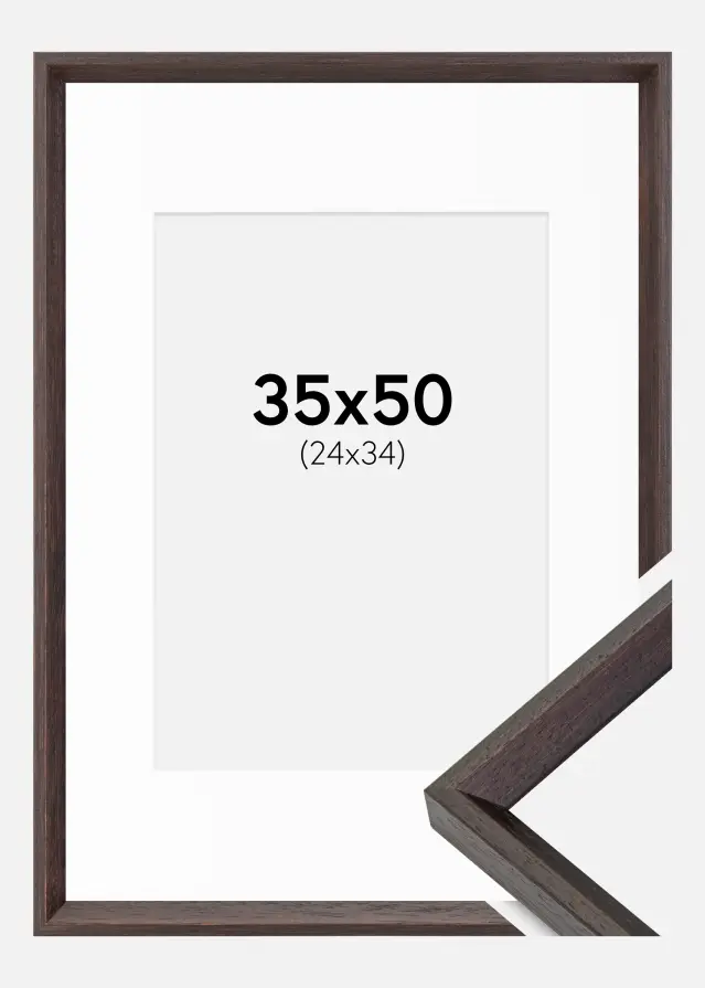 Ram med passepartou Frame Globe Espresso 35x50 cm - Picture Mount White 25x35 cm