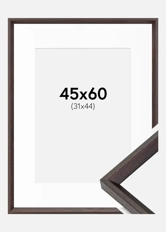 Ram med passepartou Frame Globe Espresso 45x60 cm - Picture Mount White 32x45 cm