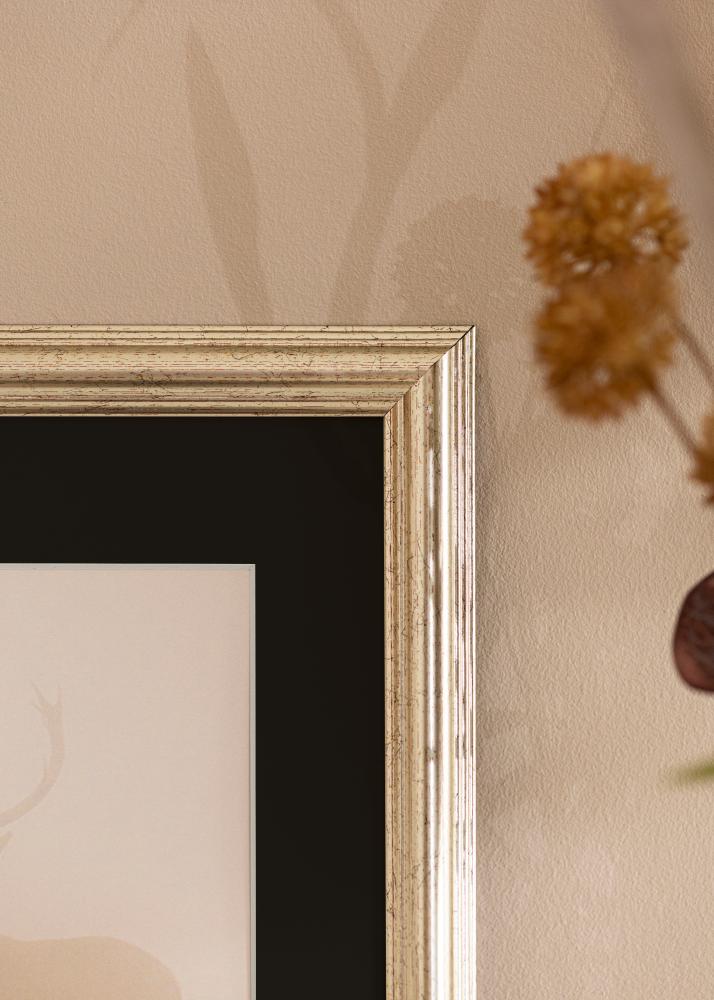 Ram med passepartou Frame Västkusten Silver 70x100 cm - Picture Mount Black 62x93 cm