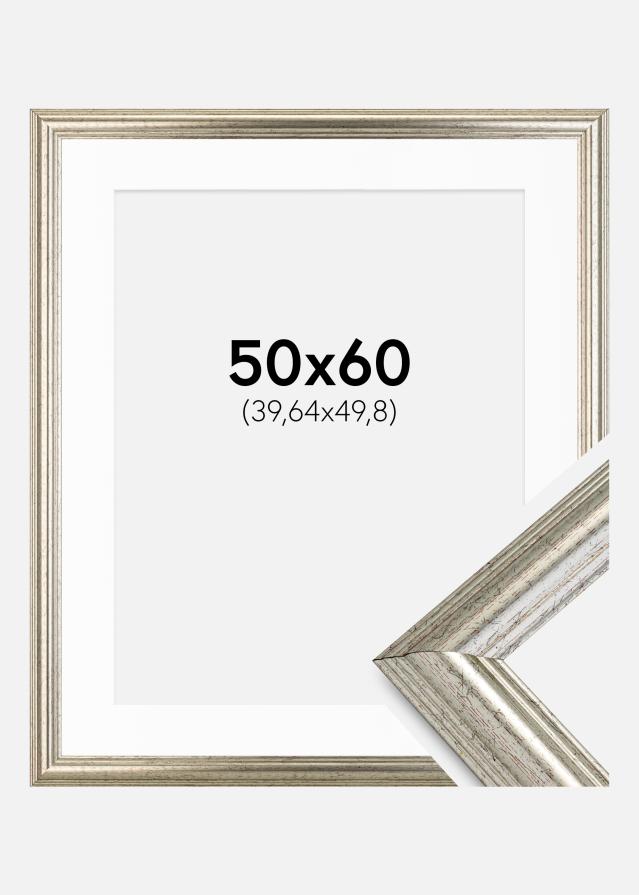 Ram med passepartou Frame Västkusten Silver 50x60 cm - Picture Mount White 16x20 inches