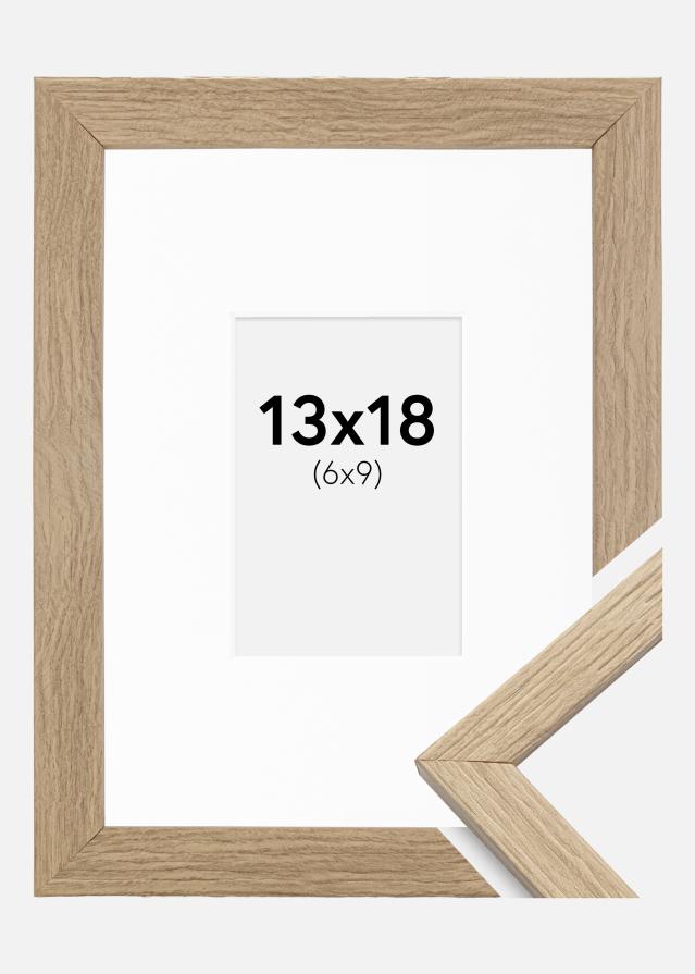 Ram med passepartou Frame Stilren Acrylic Glass Oak 13x18 cm - Picture Mount White 7x10 cm