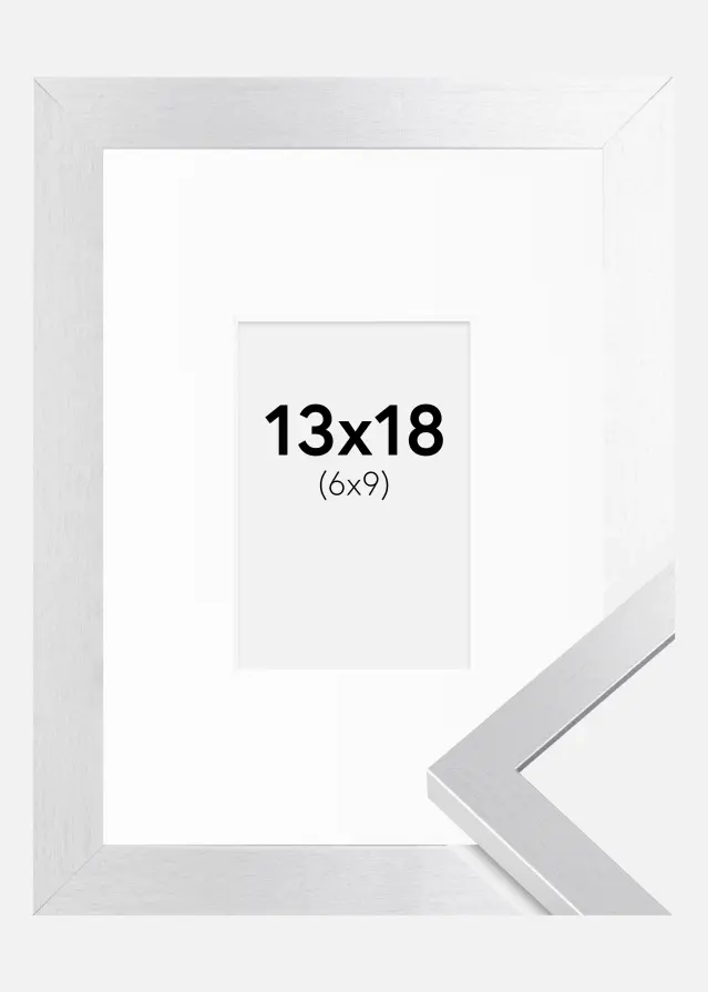 Ram med passepartou Frame Selection Silver 13x18 cm - Picture Mount White 7x10 cm