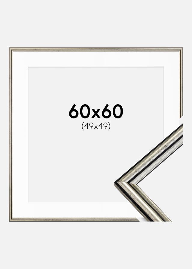 Ram med passepartou Frame Horndal Silver 60x60 cm - Picture Mount White 50x50 cm