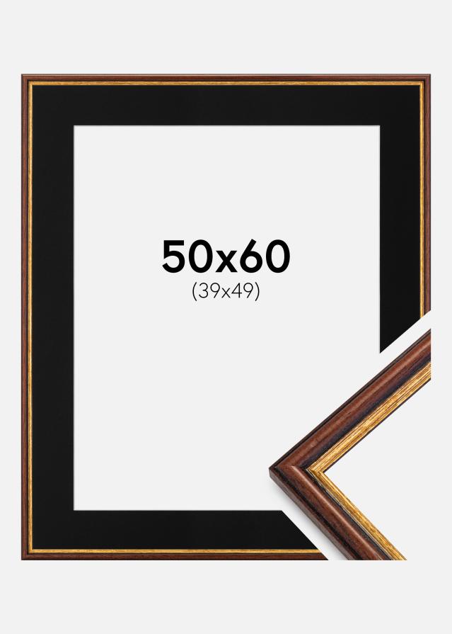 Ram med passepartou Frame Horndal Brown 50x60 cm - Picture Mount Black 40x50 cm