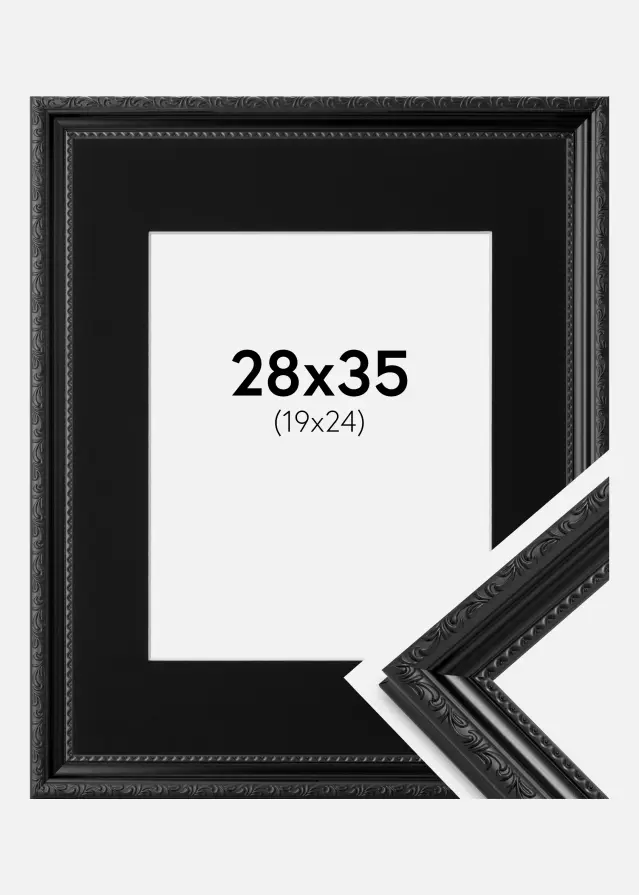 Ram med passepartou Frame Abisko Black 28x35 cm - Picture Mount Black 20x25 cm