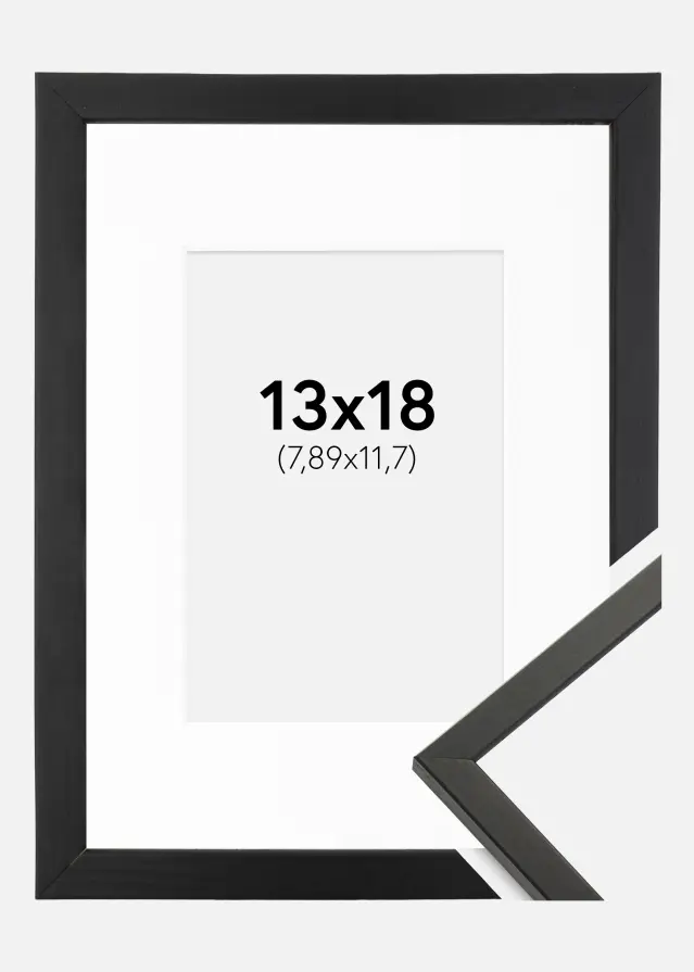 Ram med passepartou Frame Galant Black 13x18 cm - Picture Mount White 3,5x5 inches