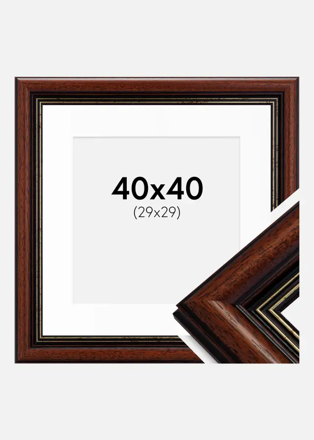 Ram med passepartou Frame Old Retro 40x40 cm - Picture Mount White 30x30 cm