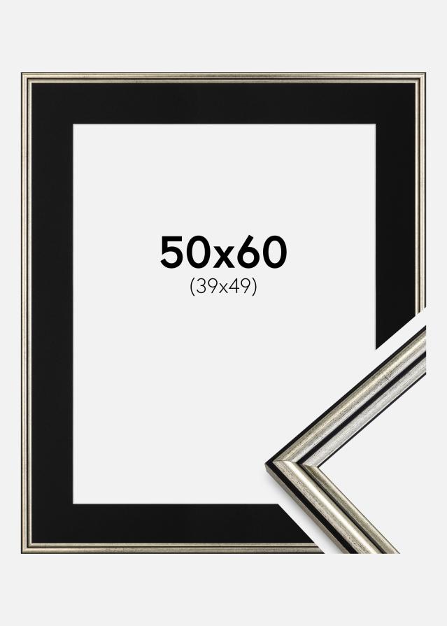 Ram med passepartou Frame Horndal Silver 50x60 cm - Picture Mount Black 40x50 cm