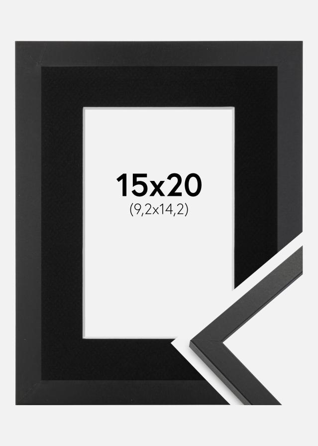 Ram med passepartou Frame Trendy Black 15x20 cm - Picture Mount Black 4x6 inches