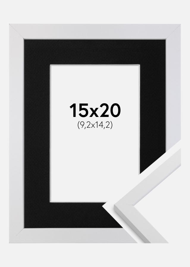Ram med passepartou Frame Trendy White 15x20 cm - Picture Mount Black 4x6 inches