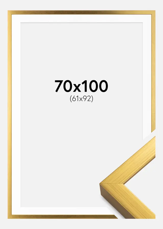 Ram med passepartou Frame Falun Gold 70x100 cm - Picture Mount White 62x93 cm