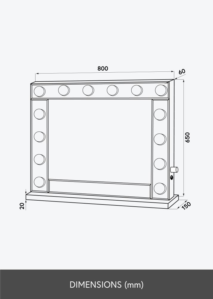 KAILA KAILA Make-up Mirror Hollywood 14 E27 Silver 80x65 cm