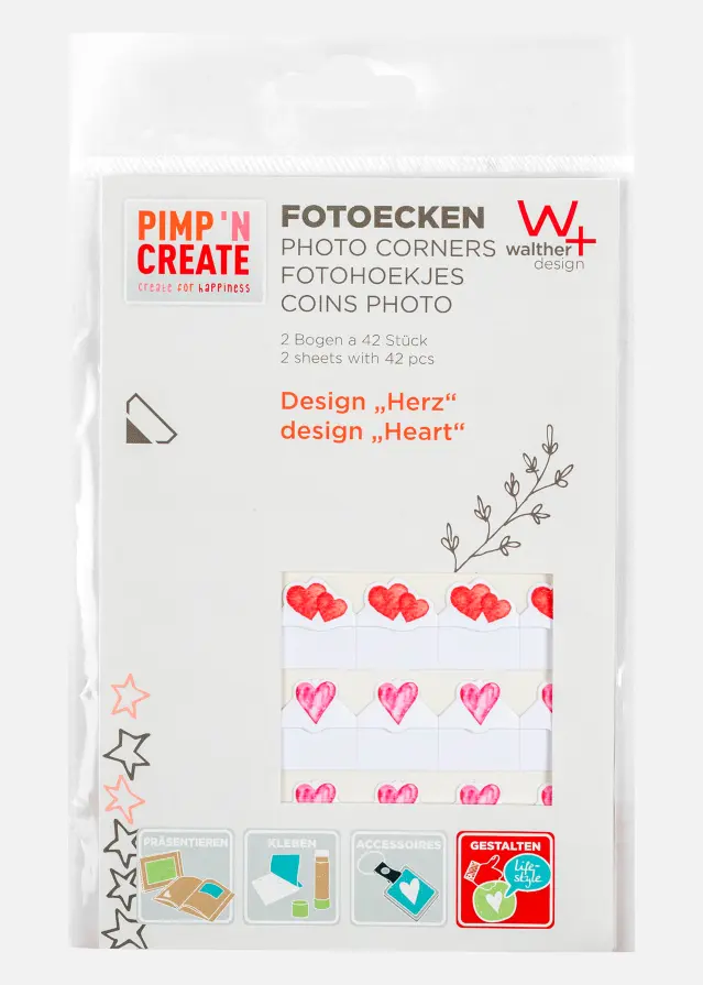Walther PAC Photo Corner Heart - 84 pc