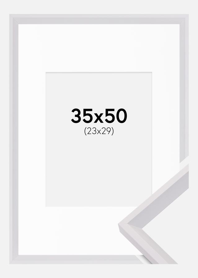 Ram med passepartou Frame Globe White 35x50 cm - Picture Mount White 24x30 cm